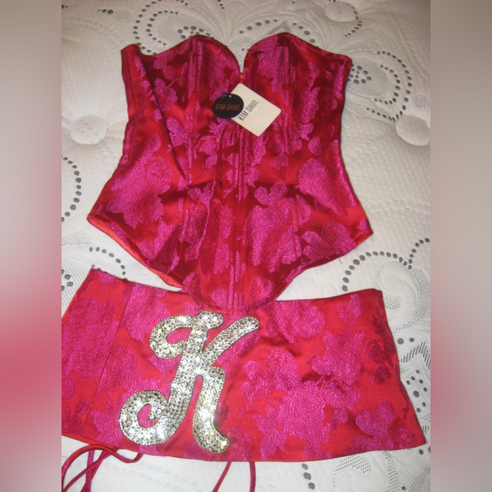 Kim Shui red/pink corset skirt set